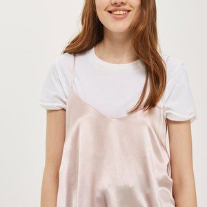 TopShop SOFT PINK Satin Rouleau Camisole Top US 4
